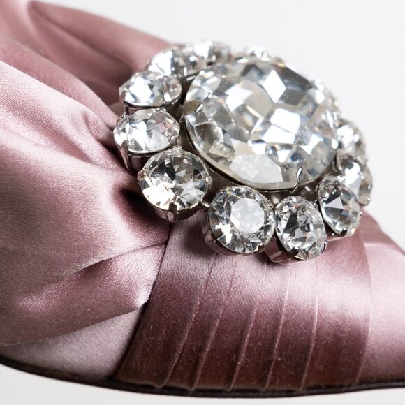 Dolce & Gabbana Crystal Embellished Satin Pumps High Heels Liliac Decollete - Picture 11 of 15